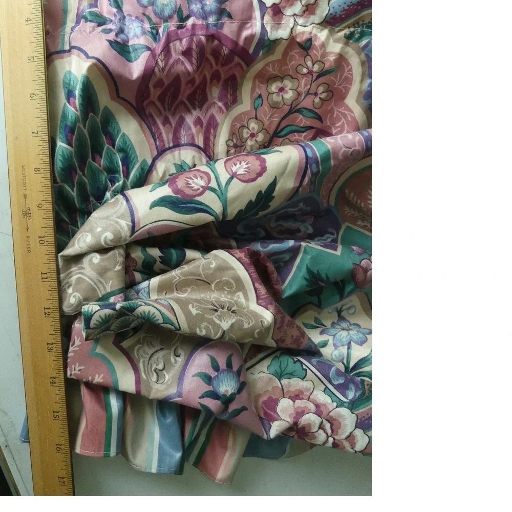 Vtg 80's Gathered Floral Balloon Valance Ruffled Stripe Scalloped 146